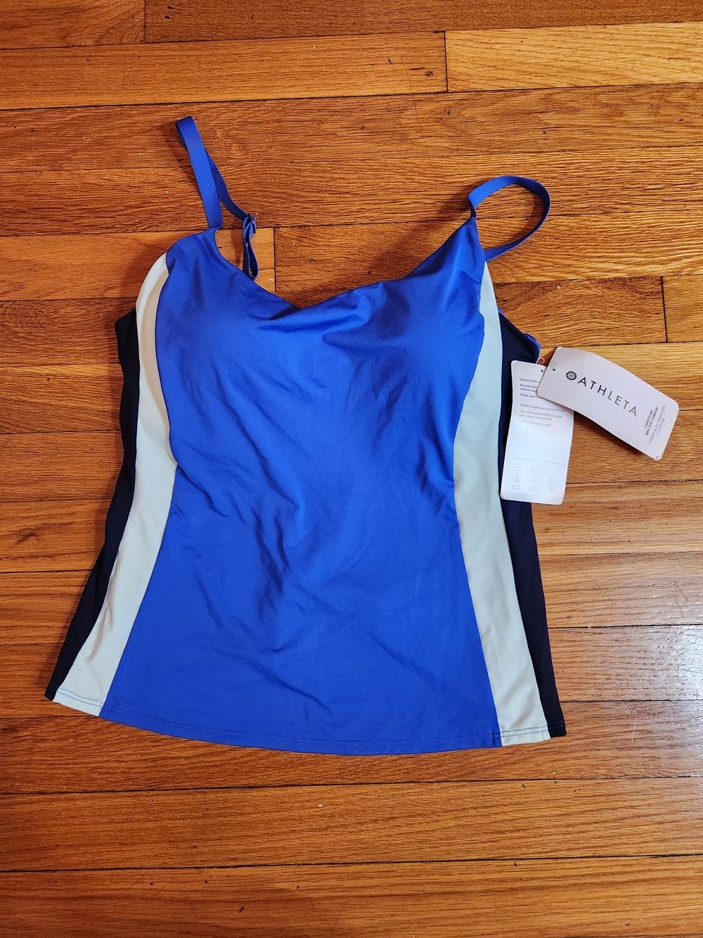 Athleta Blue & Cream Colorblock Tank Top NWT Size 36B/C